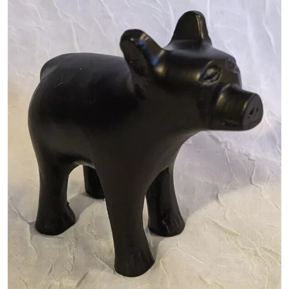 Cast Metal Bear Pig Figurine Cub Black Animal Carved Folk Art Forest Farm Fun 3" - Picture 15 of 15